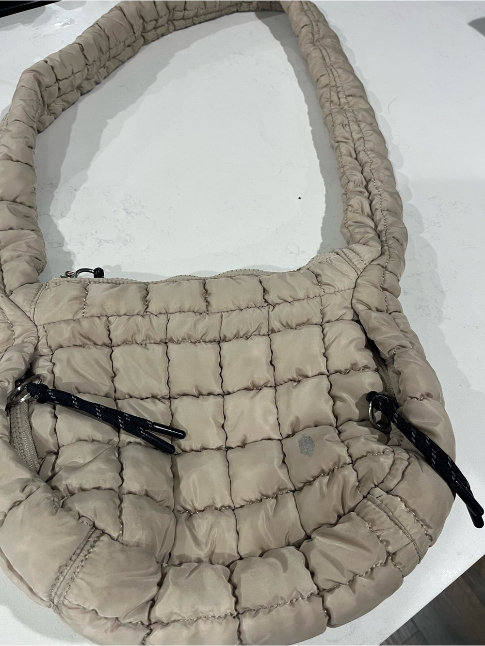 Free People Quilted Cream Puffer Crossbody Bag